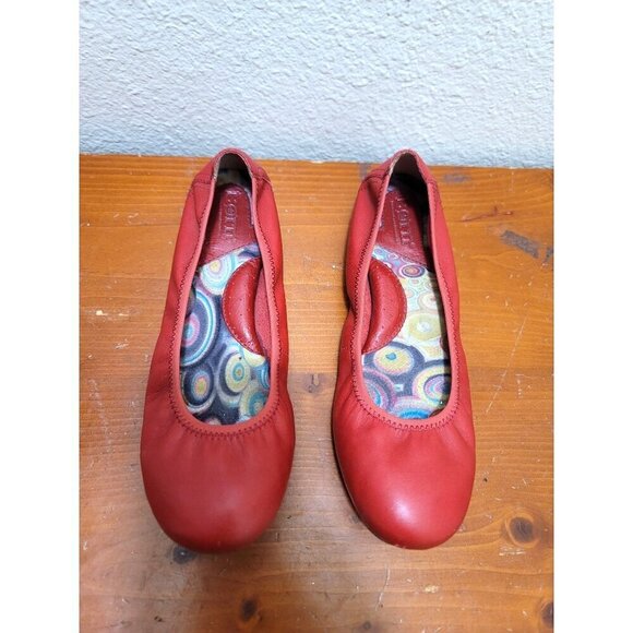 Born Red Leather Ballet Flats Slip on Shoes Size 6 - Picture 2 of 11